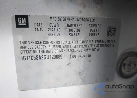 2016 Chevrolet Malibu Limited Lt from USA, damaged, VIN 1G11C5SA2GU129089